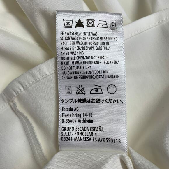 ESCADA Size XL Cream Cotton Blend Pleated Sleeveless Shirt - Picture 9 of 9